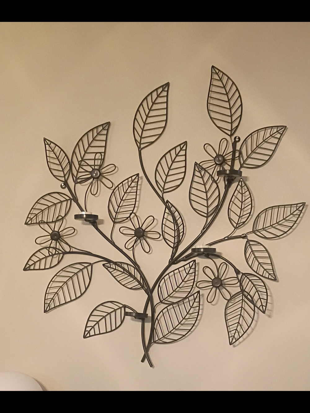 Kirklands Black Metal Leaf & Flower Wall Décor 30×30